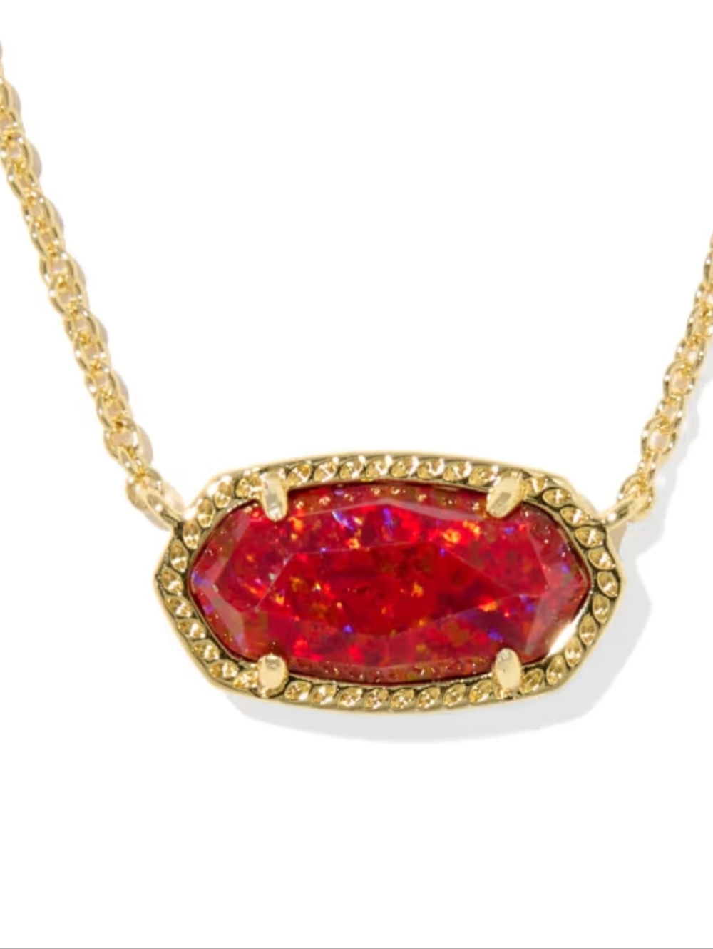 Kendra Scott Elisa Red Opal 14k Gold Pl Necklace Pendant NEW